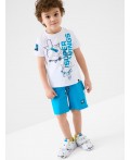Комплект трикотажный для мальчиков: фуфайка (футболка), шорты white, bright blue