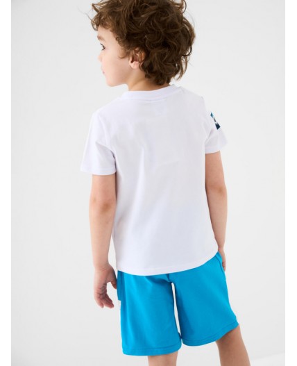 Комплект трикотажный для мальчиков: фуфайка (футболка), шорты white, bright blue