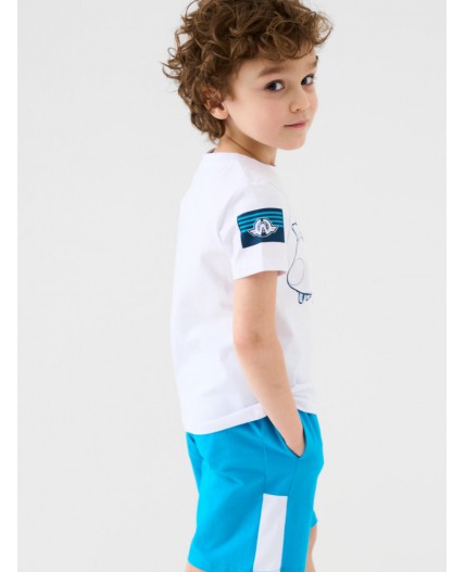 Комплект трикотажный для мальчиков: фуфайка (футболка), шорты white, bright blue