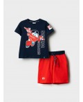 Комплект трикотажный для мальчиков: фуфайка (футболка), шорты dark blue, red