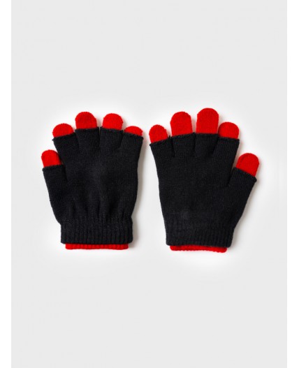 Комплект трикотажный для мальчиков: митенки, перчатки black, red