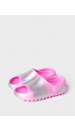 Сабо для девочек розовый,серебряный