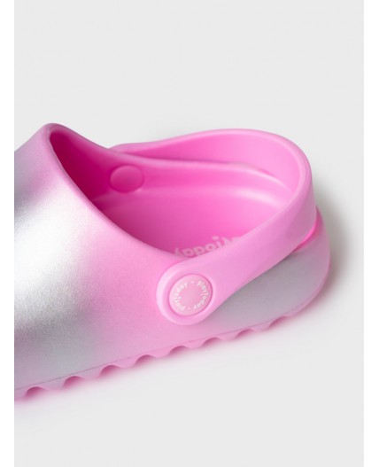 Сабо для девочек розовый,серебряный