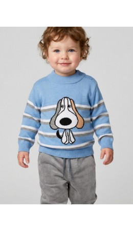 Свитер детский трикотажный для мальчиков white, light blue, grey