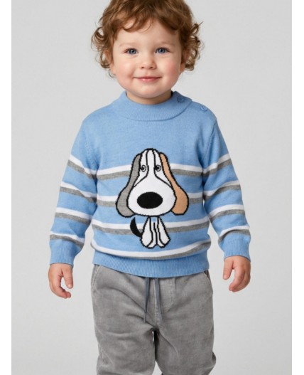 Свитер детский трикотажный для мальчиков white, light blue, grey