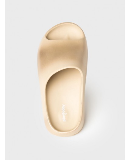 Сабо для девочек бежевый,серебряный