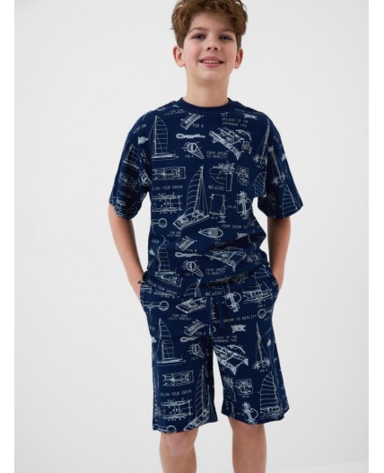Пижама трикотажная для мальчиков white, dark blue
