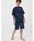 Пижама трикотажная для мальчиков white, dark blue