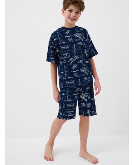 Пижама трикотажная для мальчиков white, dark blue