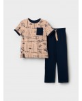 Комплект трикотажный для мальчиков: фуфайка (футболка), брюки dark blue, beige