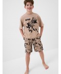 Комплект трикотажный для мальчиков: фуфайка (футболка), шорты beige, black