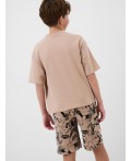 Комплект трикотажный для мальчиков: фуфайка (футболка), шорты beige, black