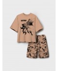 Комплект трикотажный для мальчиков: фуфайка (футболка), шорты beige, black