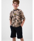 Комплект трикотажный для мальчиков: фуфайка (футболка), шорты black, beige