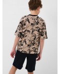 Комплект трикотажный для мальчиков: фуфайка (футболка), шорты black, beige
