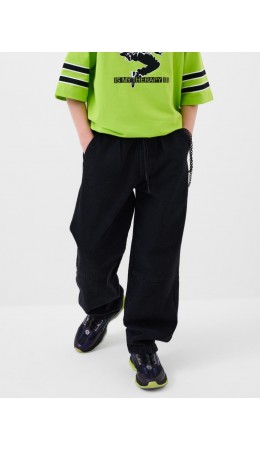 Брюки текстильные джинсовые для мальчиков black