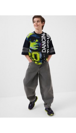 Брюки текстильные джинсовые для мальчиков black