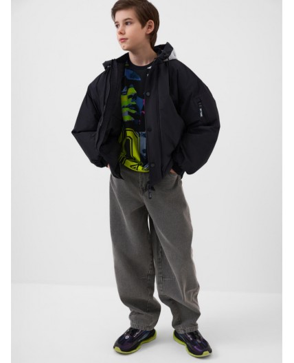 Брюки текстильные джинсовые для мальчиков black