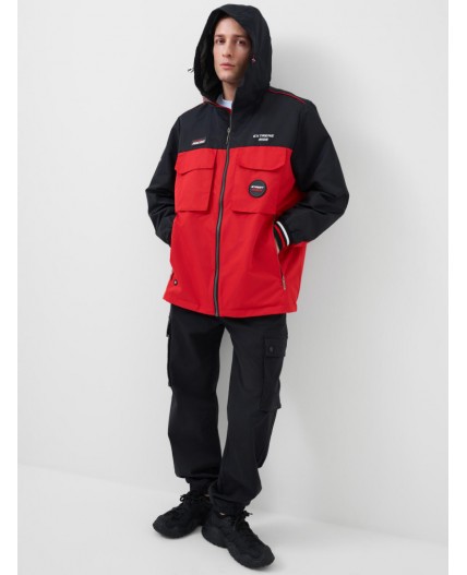 Куртка текстильная с полиуретановым покрытием для мужчин (ветровка) black, red