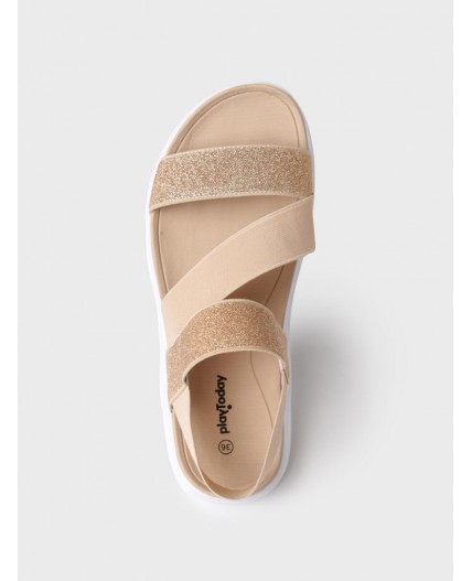 Туфли открытые для девочек бежевый