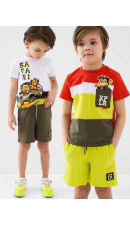 Шорты трикотажные для мальчиков, 2 шт в комплекте dark green, light green