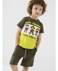 Комплект трикотажный для мальчиков: фуфайка (футболка), шорты white, light green, dark green