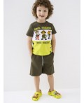 Комплект трикотажный для мальчиков: фуфайка (футболка), шорты white, light green, dark green