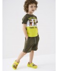 Комплект трикотажный для мальчиков: фуфайка (футболка), шорты white, light green, dark green