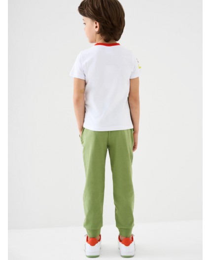 Комплект трикотажный для мальчиков: фуфайка (футболка), брюки white, green