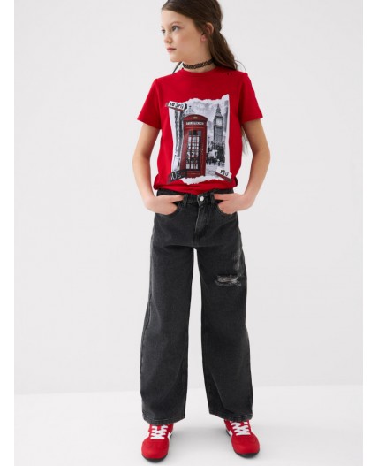 Фуфайка трикотажная для девочек (футболка) white, red, black