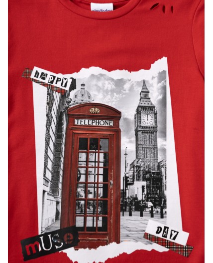 Фуфайка трикотажная для девочек (футболка) white, red, black