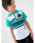 Джемпер трикотажный с воротником поло для мальчиков white, turquoise