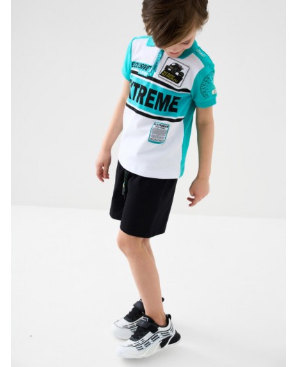 Джемпер трикотажный с воротником поло для мальчиков white, turquoise