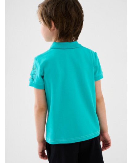 Джемпер трикотажный с воротником поло для мальчиков white, turquoise