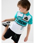 Джемпер трикотажный с воротником поло для мальчиков white, turquoise