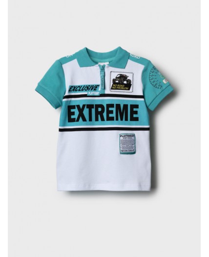 Джемпер трикотажный с воротником поло для мальчиков white, turquoise