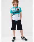 Джемпер трикотажный с воротником поло для мальчиков white, turquoise