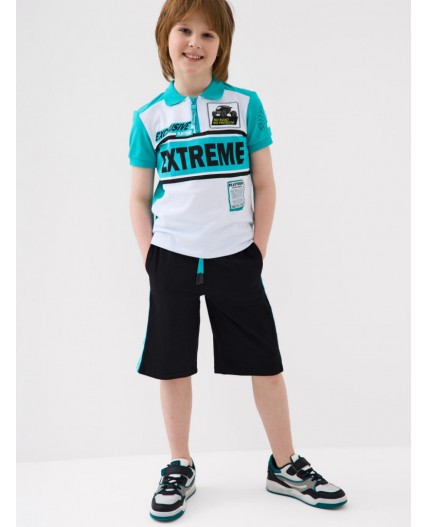 Джемпер трикотажный с воротником поло для мальчиков white, turquoise