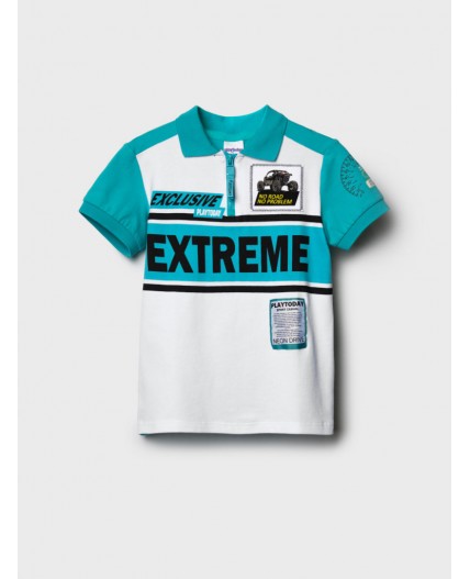 Джемпер трикотажный с воротником поло для мальчиков white, turquoise