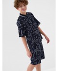 Комплект трикотажный для мальчиков: джемпер с воротником поло, шорты dark blue, white
