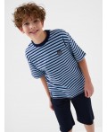 Комплект трикотажный для мальчиков: фуфайка (футболка), шорты dark blue, white, light blue