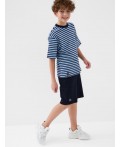 Комплект трикотажный для мальчиков: фуфайка (футболка), шорты dark blue, white, light blue