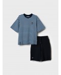 Комплект трикотажный для мальчиков: фуфайка (футболка), шорты dark blue, white, light blue