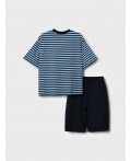 Комплект трикотажный для мальчиков: фуфайка (футболка), шорты dark blue, white, light blue