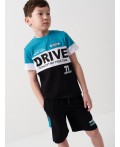 Комплект трикотажный для мальчиков: фуфайка (футболка), шорты white, black, turquoise