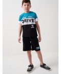 Комплект трикотажный для мальчиков: фуфайка (футболка), шорты white, black, turquoise