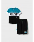 Комплект трикотажный для мальчиков: фуфайка (футболка), шорты white, black, turquoise