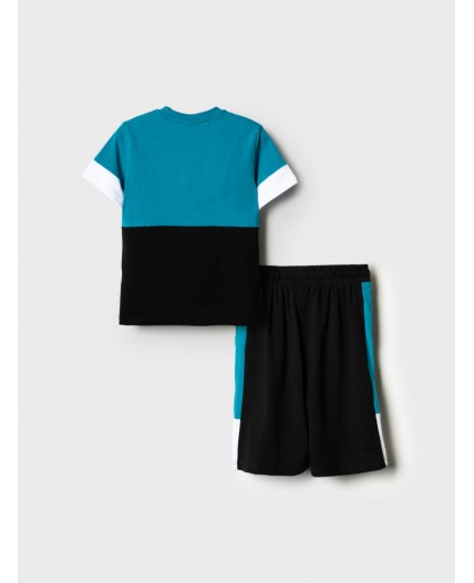 Комплект трикотажный для мальчиков: фуфайка (футболка), шорты white, black, turquoise