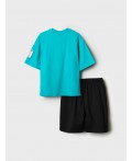 Комплект трикотажный для мальчиков: фуфайка (футболка), шорты black, turquoise