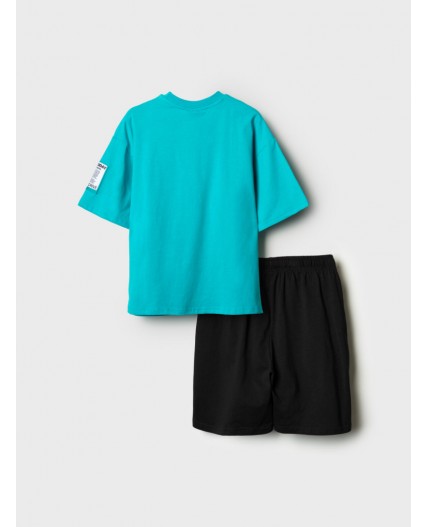 Комплект трикотажный для мальчиков: фуфайка (футболка), шорты black, turquoise
